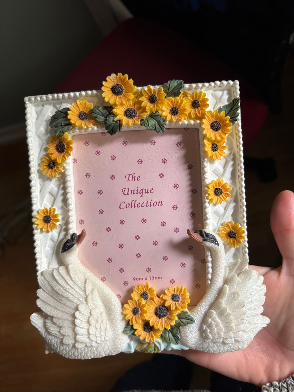 Sunflower & Swan Decorative Photo Frame - White and Yellow